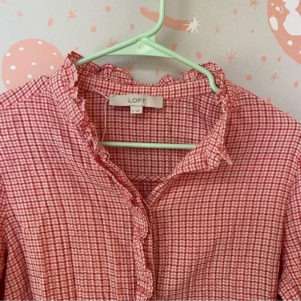 Loft Ruffle Gingham Top - Picture 6 of 7